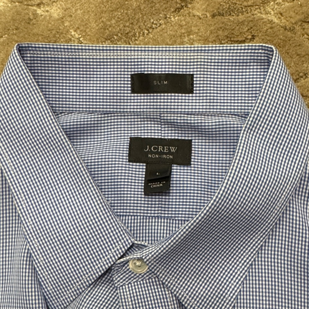 J. Crew Men's Blue Gingham Dress Shirt